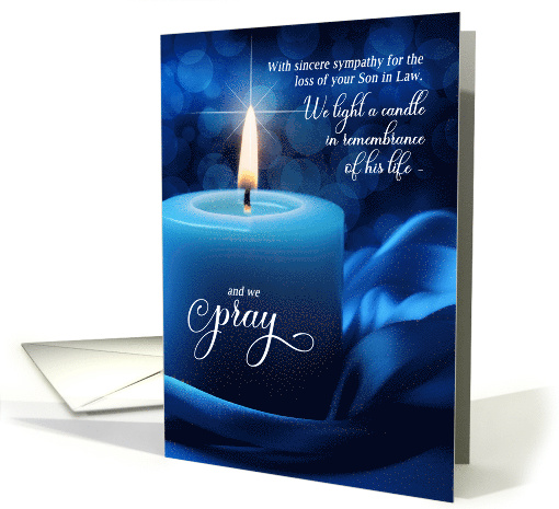 Loss of a Son in Law Sympathy Blue Candlelight with Prayer card