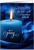 Loss of a Uncle Sympathy Blue Candlelight with Prayer card