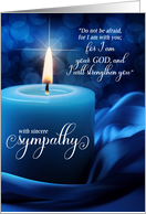 Religious Sympathy Blue Candlelight with Prayer Bible Verse card