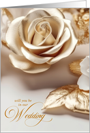 Wedding Attendant Request Gold Colored Rose card