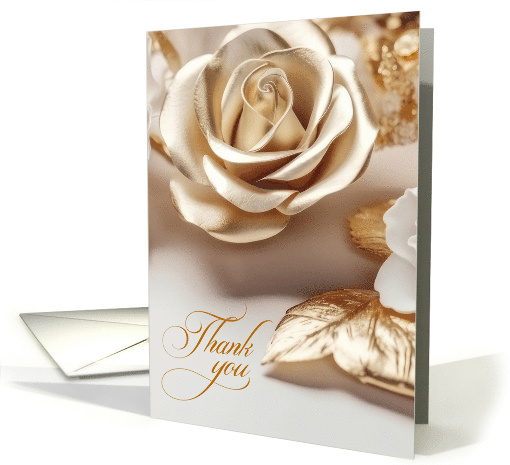 Wedding Thank You Gold Colored Rose Blank card (1846168)