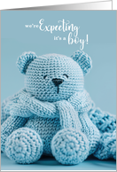 Expecting a Boy Blue Teddy Baby Announcement card