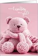 Expecting a Girl Pink Teddy Baby Announcement card