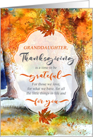 Granddaughter Thanksgiving Autumn Watercolor Grateful for You card