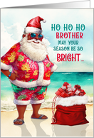 for Brother African American Santa in Sunglasses Funny Christmas card