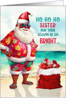 for Sister African American Santa Funny Christmas card