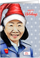 Female Asian Christmas Postal Service Worker Custom card