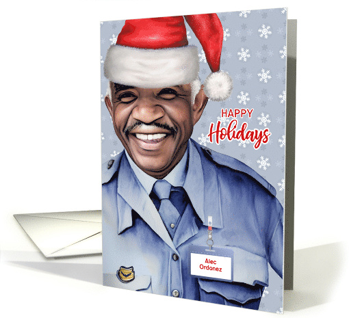 Male African American Christmas Postal Service Worker Custom card