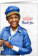 Thank a Mail Carrier Female African American Postal Worker card