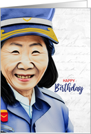 Mail Carrier Birthday Asian Female Postal Worker card