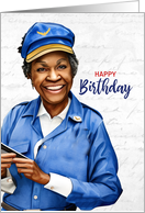 Mail Carrier Birthday African American Female Postal Worker card