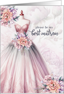 Best Matron Request Blush Pink Botanical Wedding card