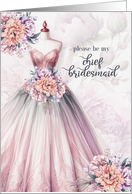 Chief Bridesmaid Request Blush Pink Botanical card