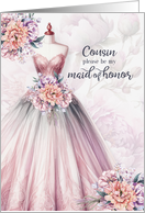Cousin Maid of Honor Request Blush Pink Botanical card
