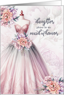Daughter Maid of Honor Request Blush Pink Botanical card