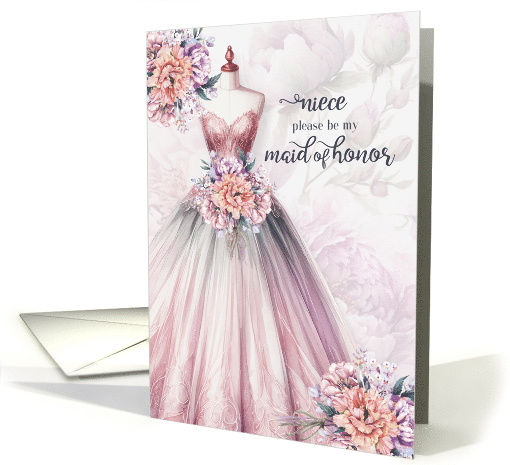 Niece Maid of Honor Request Blush Pink Botanical card (1870780)