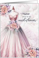 Niece Maid of Honor Request Blush Pink Botanical card