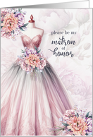 Matron of Honor Request Blush Pink Botanical card