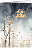 Italian Christmas Winter Forest Wild Birds Navy and Golden Hues card