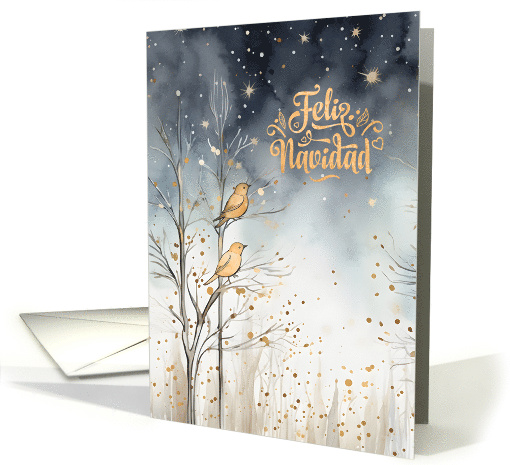 Spanish Christmas Feliz Navidad Winter Forest Wild Birds card