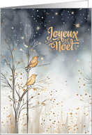 French Christmas Joyeux Noel Winter Forest Wild Birds card