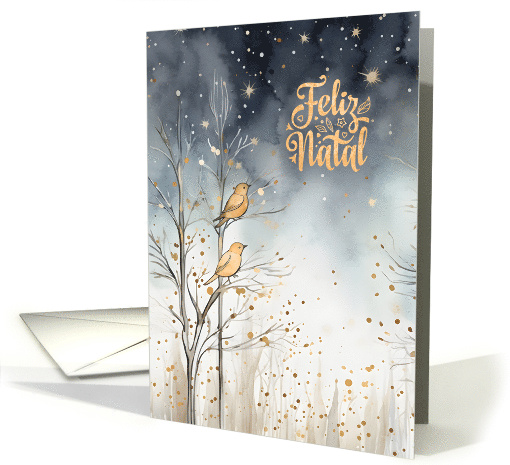 Portuguese Christmas Feliz Natal Winter Forest Wild Birds card