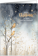 for Niece and Husband Christmas Wild Birds in Winter Forest card