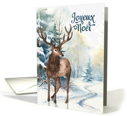 Joyeux Noel French Christmas Reindeer Winter Forest card (1875010)