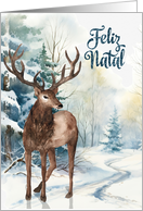 Feliz Natal Portuguese Christmas Reindeer Winter Forest card