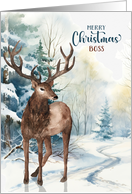 for Boss Merry Christmas Woodland Reindeer in a Winter Forest card