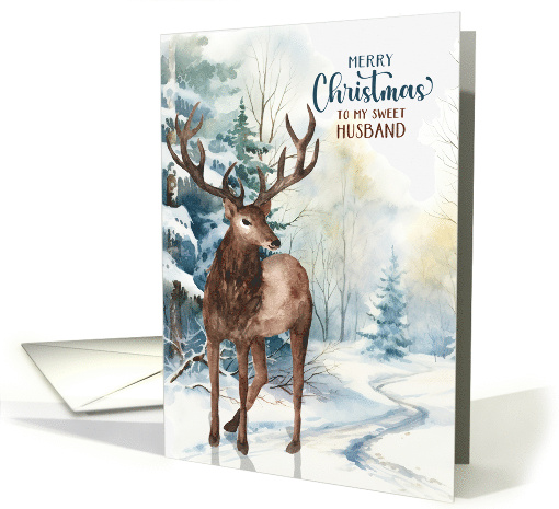 for Husband Christmas Reindeer Winter Forest card (1880388)