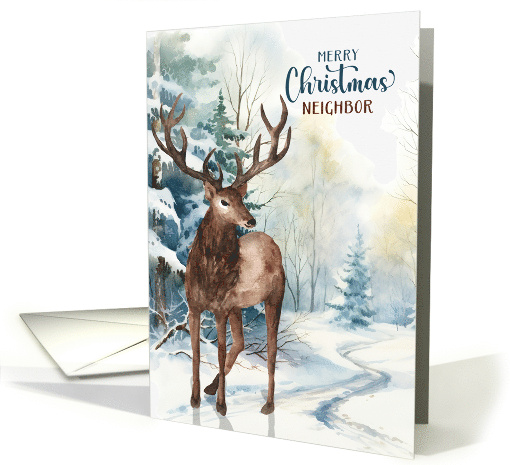 for Neighbor Christmas Reindeer Winter Forest card (1880636)