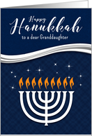 for Granddaughter Hanukkah Menorah Blue and White Any Relation card