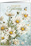 German Birthday Daisies with Butterflies and Ladybugs card