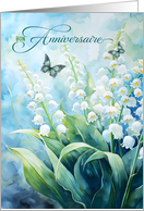 French Birthday Lily of the Valley Garden Bon Anniversaire card