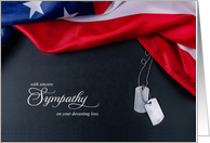 Sympathy Military Dog Tags and American Flag card