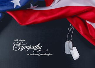 Loss of a Daughter Sympathy Military Dog Tags and American Flag