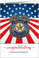 Police Commissioner Promotion Shield with Stars Stripes Custom card