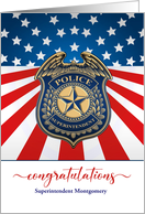 Police Superintendent Promotion Shield with Stars Stripes Custom card