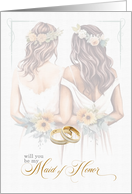 Be My Maid of Honor Two Brides Gay Wedding card