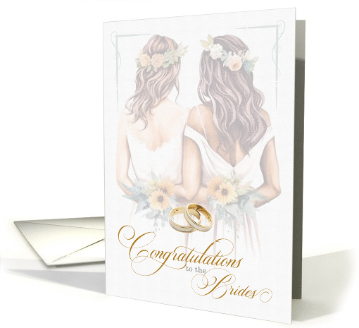 Gay Wedding Congratulations Two Brides and Wedding Bands card