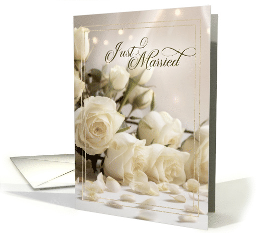 Just Married Announcement White Rose Elegance card (418750)