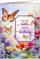 For Sister on Her Birthday Wildflower Garden card