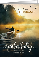 For My Husband on Father’s Day Rowing Kayak on the Lake card