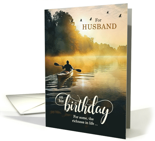 For Husband on His Birthday Rowing Kayak on the Lake card (420765)