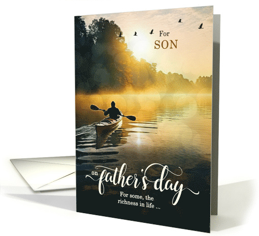 For Son on Father's Day Rowing Kayak on the Lake card (420770)