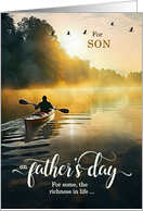 For Son on Father’s Day Rowing Kayak on the Lake card