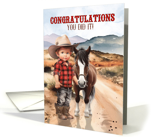 Congratulations You Did It Western Cowboy and Pony card (421892)