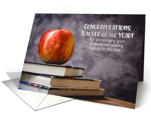 Teacher of the Year Congratulations Apple and Books card (421901)