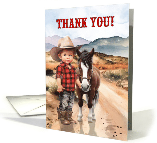 Thank You Little Cowboy Country Western Theme Blank card (421908)